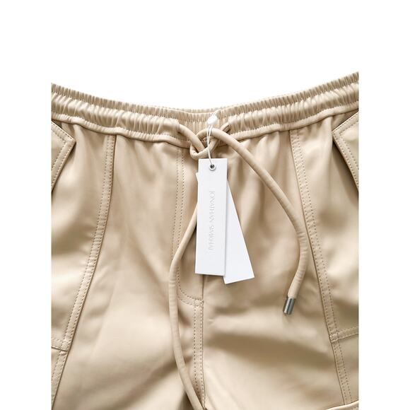 Jonathan Simkhai Noah Vanilla Cream Leather High Rise Vegan Leather Shorts L - Picture 8 of 9